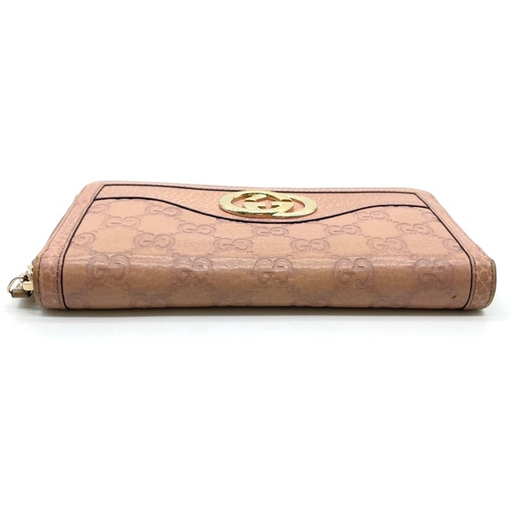 Auth GUCCI GG Guccissima Pink Leather Long Wallet W/GG Gold Accents & dust bag - Picture 5 of 16